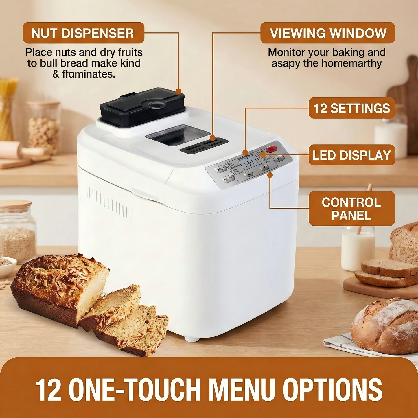 Fresh Bread in 15 Minutes! Automatic Bakery with 15 Programs & Smart Dispenser