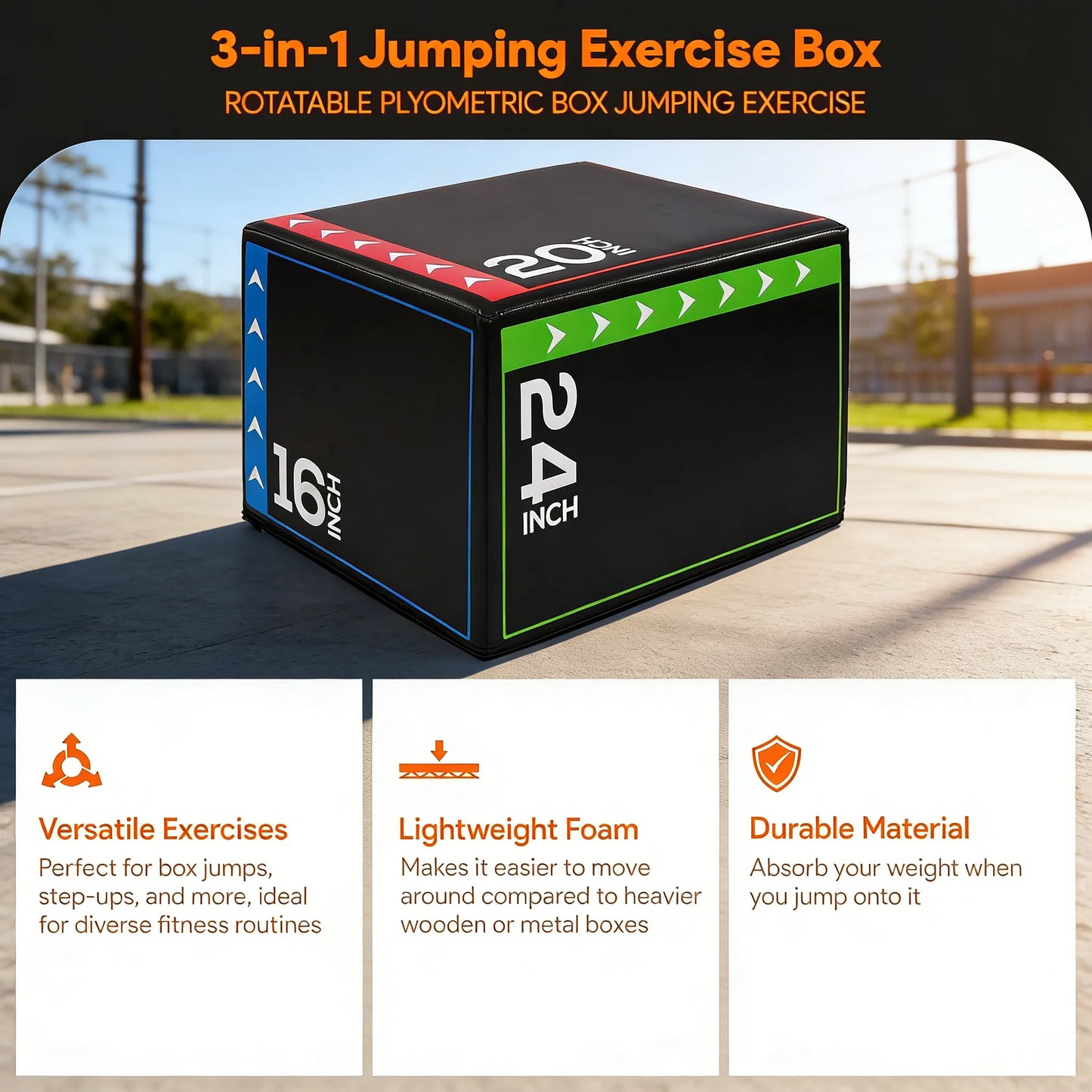 3-in-1 Foam Plyo Box with Non-Slip Surface