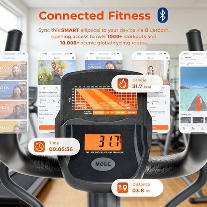 Smart Magnetic Elliptical with Heart Rate Monitor
